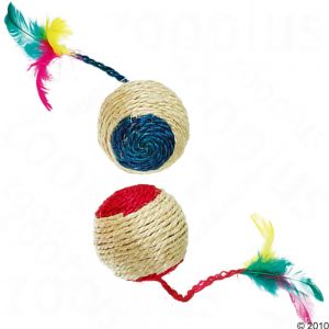 Sisal Ball with Rattle & Feathers(CST 3012)
