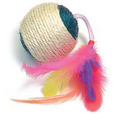 Sisal Ball with Rattle & Feathers(CST 3012)