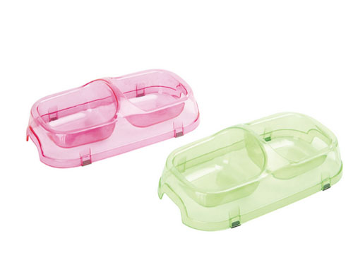 Transparent Dual Plastic Pet Bowls(PB 1428)
