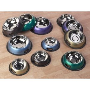 Stainless Steel Non-Skid Bone Dog Bowls(PB 1124)