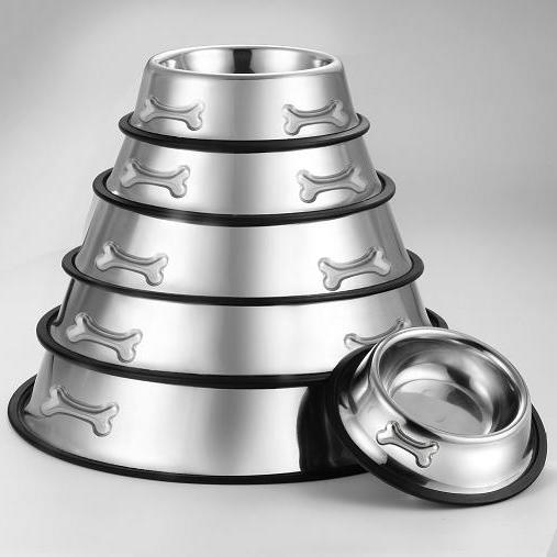 Stainless Steel Non-Skid Bone Dog Bowls(PB 1124)