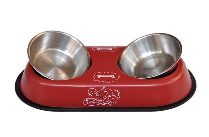 Dual Stainless Steel Non-skid Dog Bowls(PB 2109)