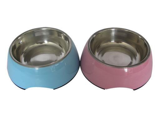 7'' Anti-slip Round Stainless Steel&Melamine Dog Bowl(PB 1085)