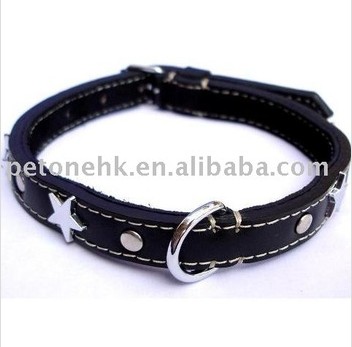 Black Star Leather Dog Collar (PC0202 )