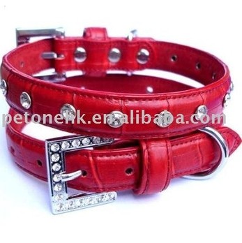 Red Leather Dog Collar (PC 0275 )