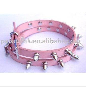 Pink Bullet PU Dog Collar (PC 0124 )