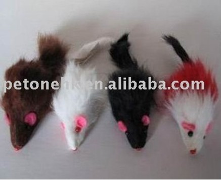 Long Furry Rattle Mice Catnip Cat Toy （PT 0272 ）
