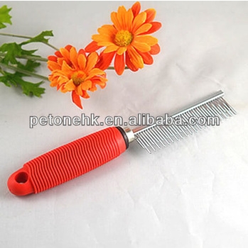 Stainless Steel Sawtooth Rubber Handle Pet Dog Cat Grooming Shedding Comb