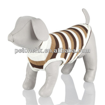 beautifull Striped Pet Sweater Pullover with Ribbed Neck